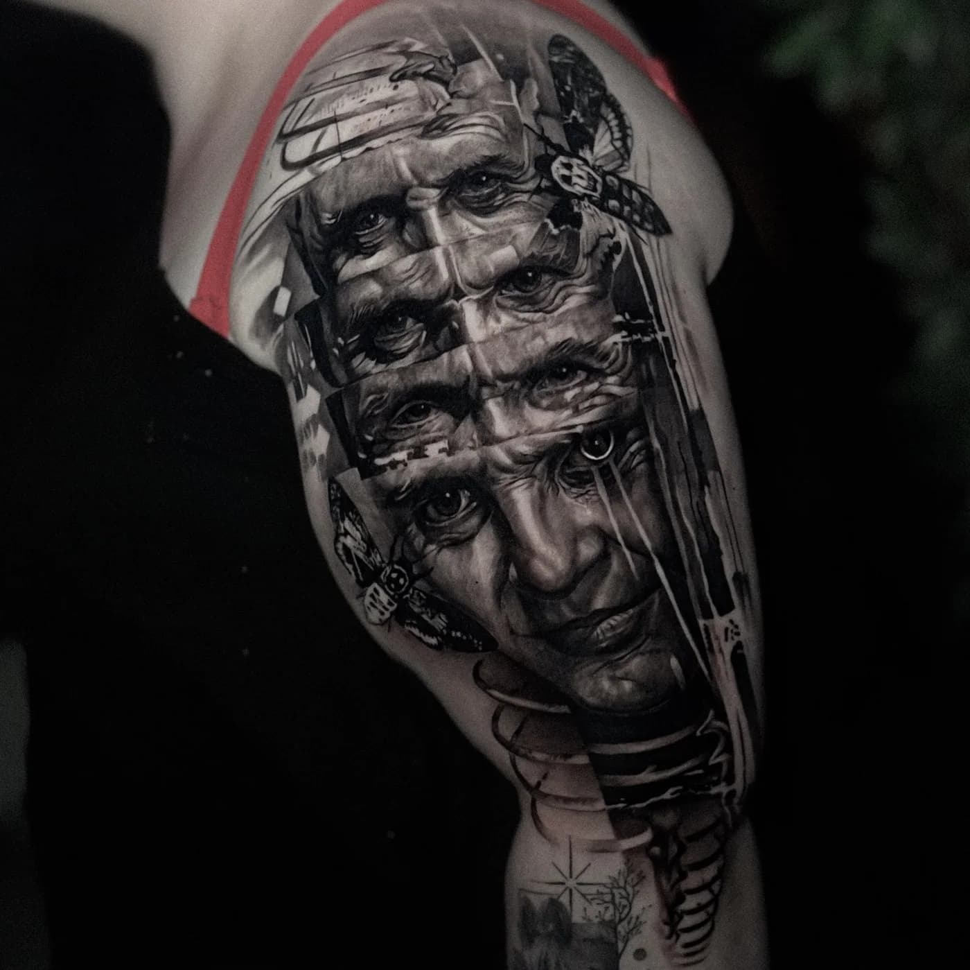 Fertiges Tattoo-Ergebnis mit Portraitmotiv in Black & Grey.
