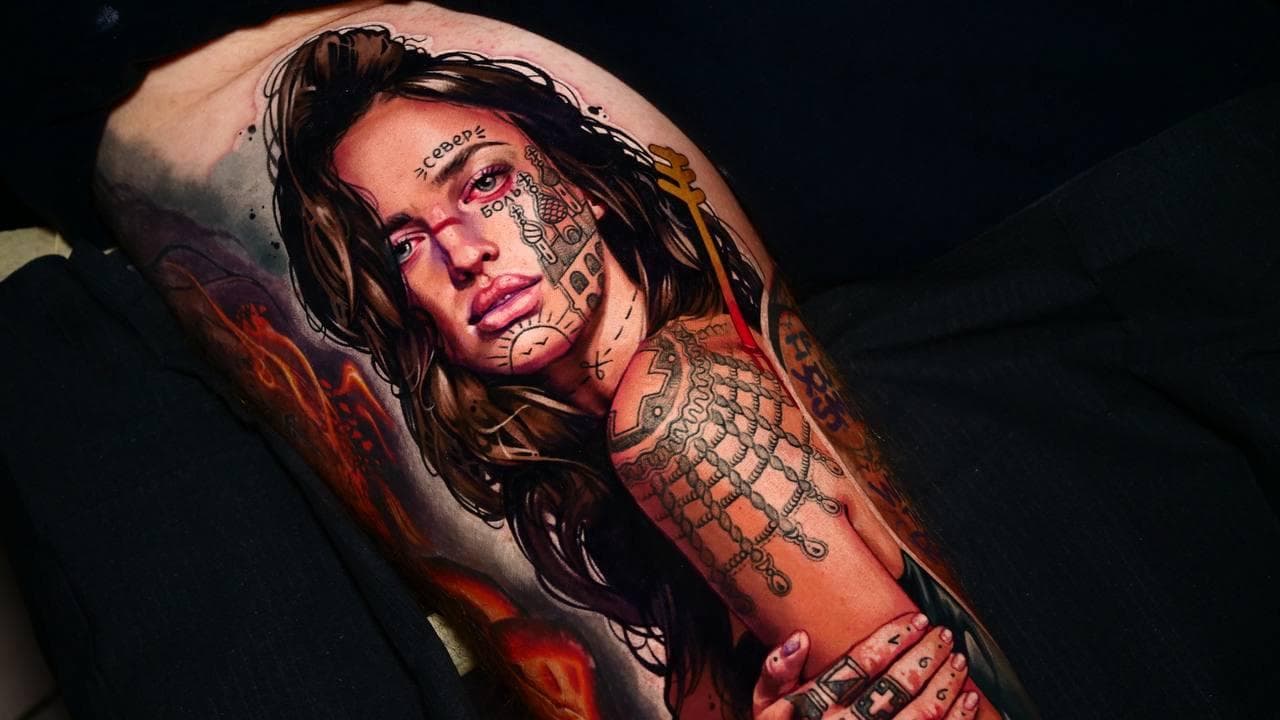 Realistic Tattoo – Dornenkrone-Porträt in Black & Grey – Blood Diamond Tattoo Ink.